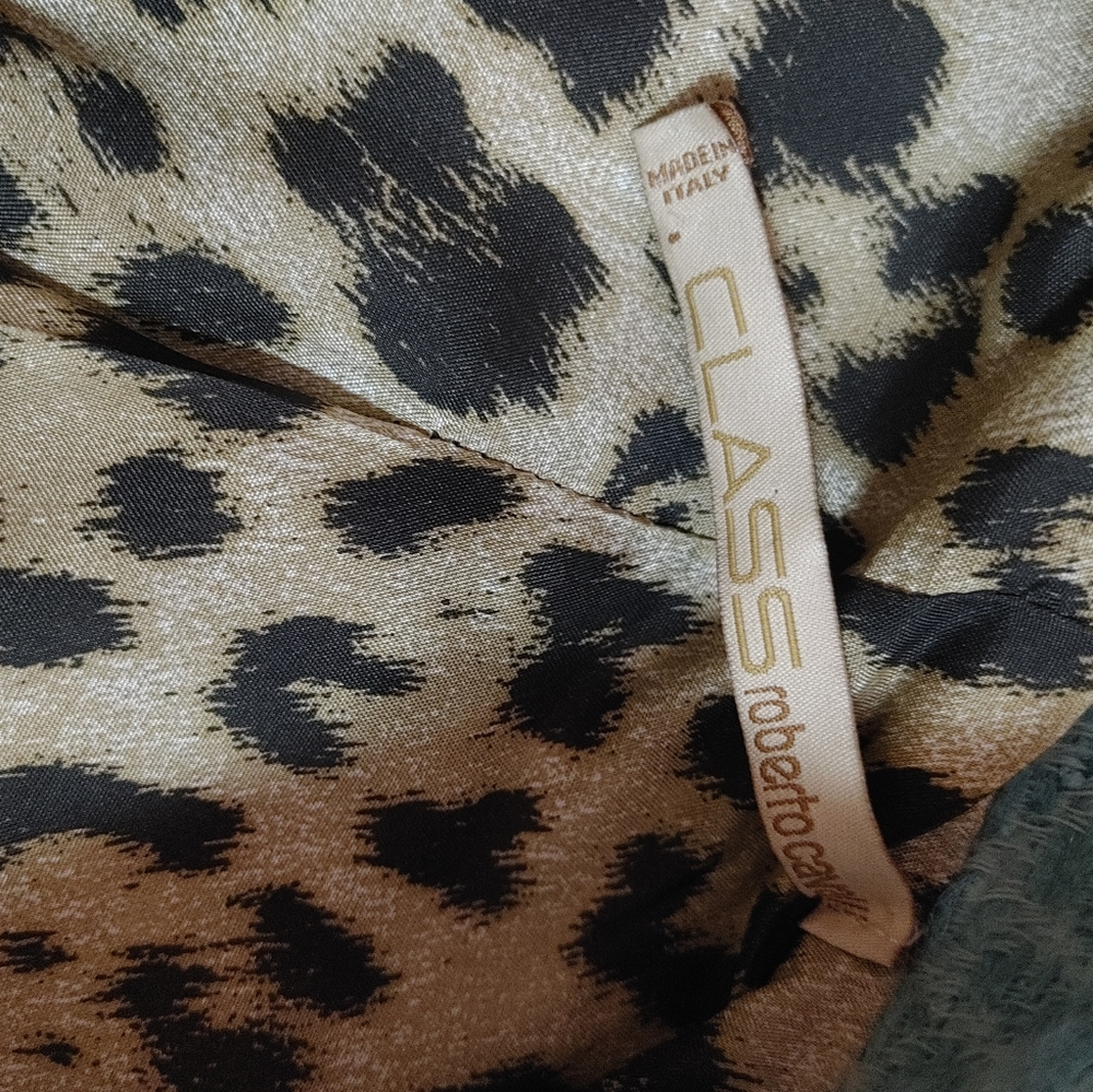 Roberto Cavalli Aqua Blue Pea Coat with Brown Fur Trim - Picture 5 of 5